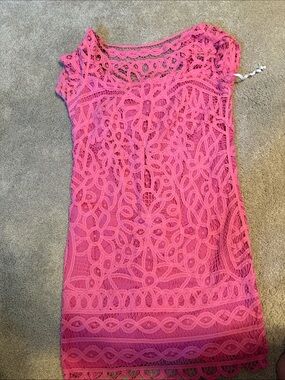 Lilly Pulitzer Bright Pink Lace Shift Dress